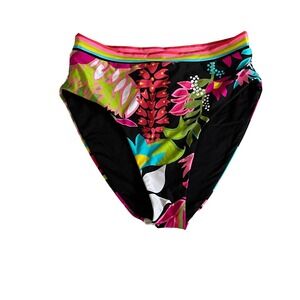 Trina Turk Womens High Waist Tropical Floral Bikini Bottom reversible Size 8 NEW